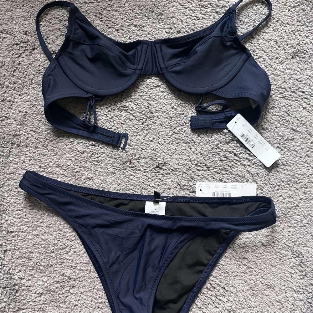 J Crew Black 1993 Underwire Bikini Top + 1989 High-leg bikini bottom